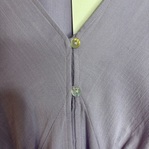 Heatherly Women’s 2X Purple Button-Down Top Tie Back Short Flutter Sleeves Mauve - Picture 6 of 11